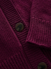 Berry Red Soft Touch Seam Detail Button Through Knitted Cardigan with Wool - Image 6 of 7