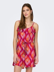 ONLY Purple Mosaic Print Ruffle Cami Playsuit - Image 1 of 4