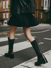 Chocolate Brown Square Toe Forever Comfort® Chunky Knee High Block Heeled Boots - Image 1 of 11