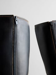Chocolate Brown Square Toe Forever Comfort® Chunky Knee High Block Heeled Boots - Image 10 of 11