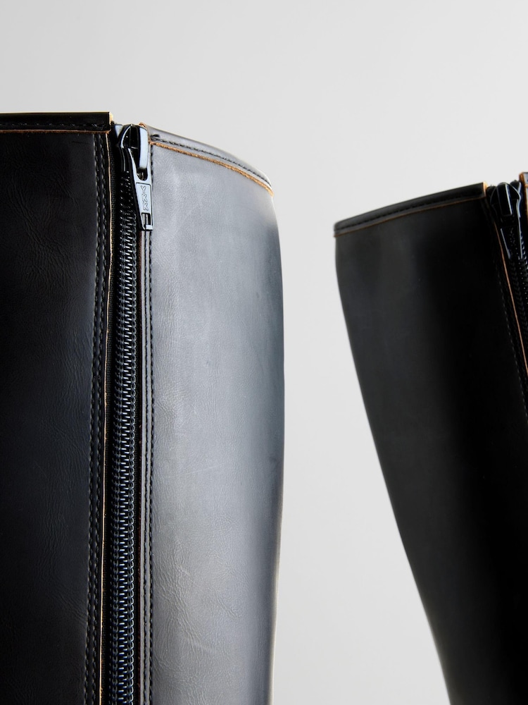 Chocolate Brown Square Toe Forever Comfort® Chunky Knee High Block Heeled Boots - Image 11 of 11