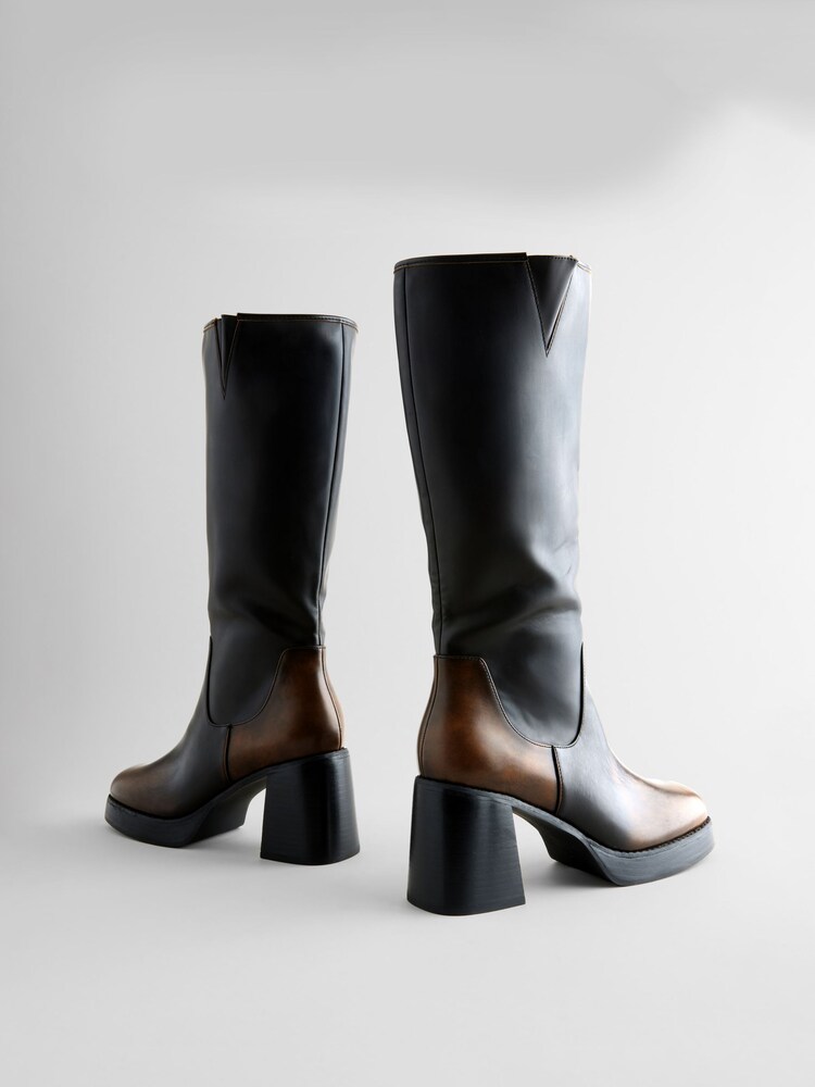 Buy Chocolate Brown Square Toe Forever Comfort® Chunky Knee High