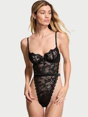 Victoria's Secret Black Unlined Balcony Lace Bodysuit - Image 1 of 3