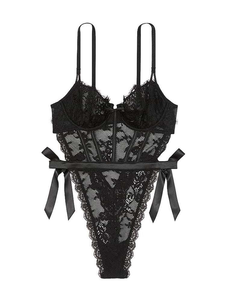 Victoria's Secret Black Unlined Balcony Lace Bodysuit - Image 3 of 3