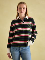 Joules Lara Green/Pink Boxy Fit Rugby Shirt - Image 1 of 8