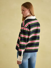 Joules Lara Green/Pink Boxy Fit Rugby Shirt - Image 2 of 8