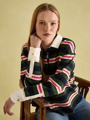 Joules Lara Green/Pink Boxy Fit Rugby Shirt - Image 3 of 8