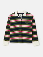 Joules Lara Green/Pink Boxy Fit Rugby Shirt - Image 8 of 8