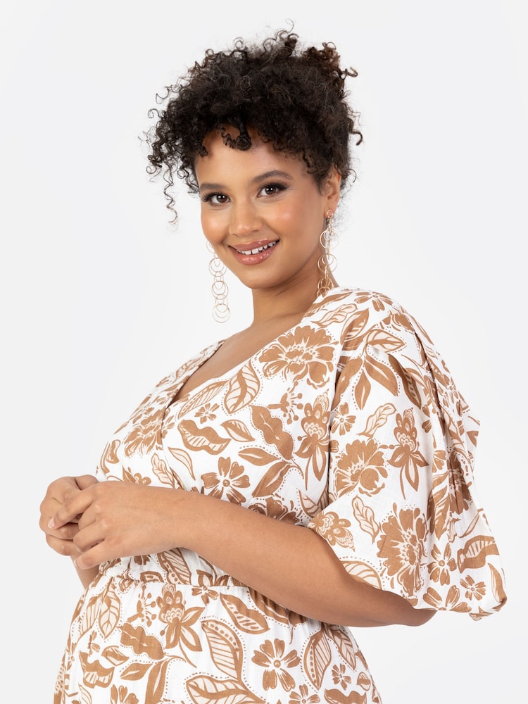 Lovedrobe Cream Faux Wrap Midaxi Dress With Ruffle Hem - Image 5 of 5 Lovedrobe Cream Faux Wrap Midaxi Dress With Ruffle Hem - Image 5 of 5