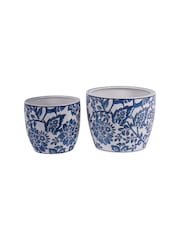 Laura Ashley Blue/White Adain Porcelain Planter - Image 2 of 5