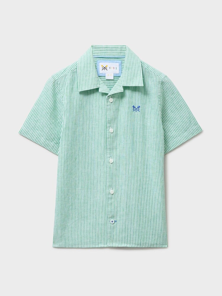 Crew Clothing Green Linen-Blend Resort Shirt - Image 1 of 3 Crew Clothing Green Linen-Blend Resort Shirt - Image 1 of 3