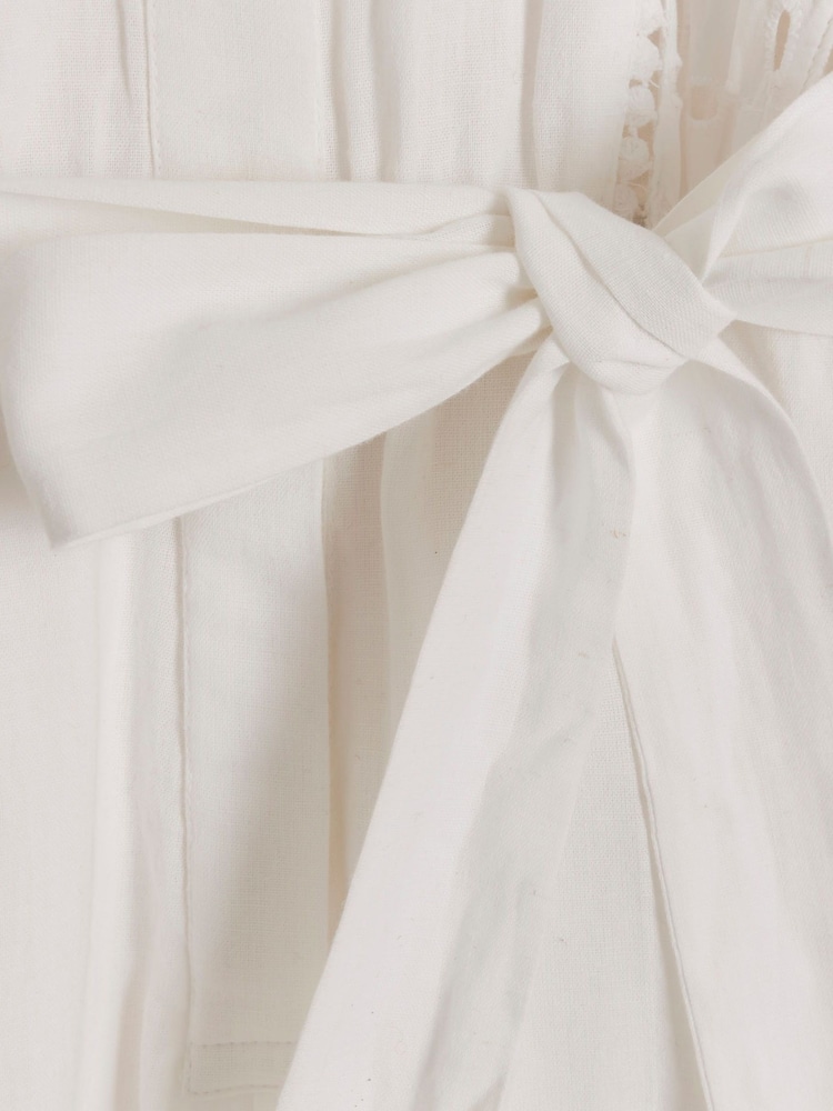 River Island White Broderie Belted 100% Cotton Playsuit - Image 3 of 3