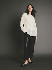 Ecru White Sparkle Sequin Shirt Layer Knitted Jumper - Image 3 of 7