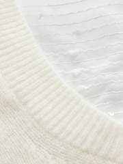 Ecru White Sparkle Sequin Shirt Layer Knitted Jumper - Image 6 of 7