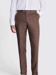 MOSS Tailored Fit Linen Rust Trousers - Imagen 1 de 3