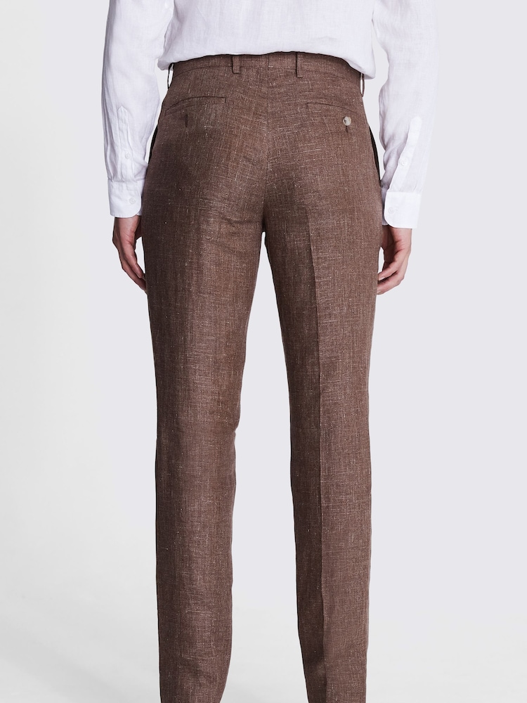 MOSS Tailored Fit Linen Rust Trousers - Imagen 2 de 3