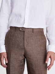 MOSS Tailored Fit Linen Rust Trousers - Imagen 3 de 3
