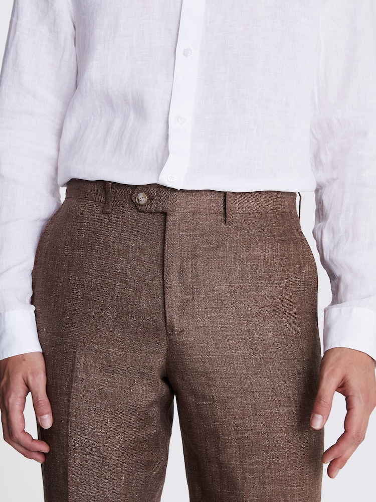 MOSS Tailored Fit Linen Rust Trousers - Imagen 3 de 3