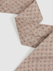 Reiss Oatmeal Albarese Silk Geometric Print Tie - Image 2 of 4