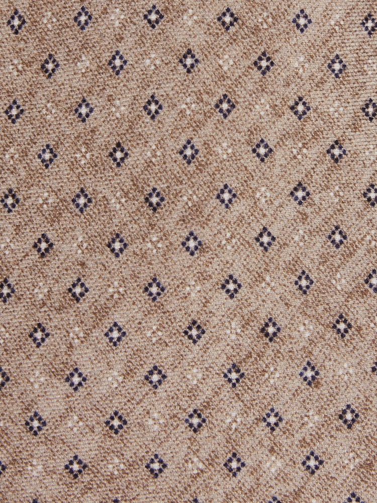 Reiss Oatmeal Albarese Silk Geometric Print Tie - Image 4 of 4