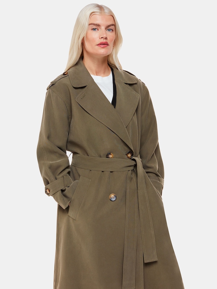 Whistles Green Petite Riley Trench Coat - Image 2 of 5