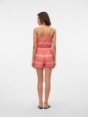 VERO MODA Pink Abstract Print Crochet Cami Playsuit - Image 2 of 6