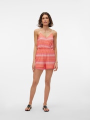 VERO MODA Pink Abstract Print Crochet Cami Playsuit - Image 4 of 6
