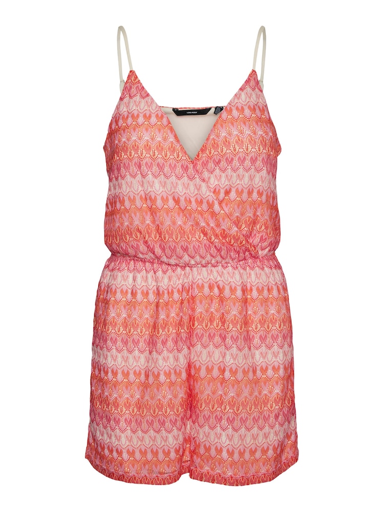 VERO MODA Pink Abstract Print Crochet Cami Playsuit - Image 6 of 6