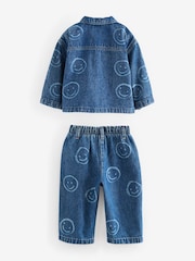 Denim Smiley 100% Cotton Shacket and Trousers Set (3mths-7yrs) - Image 5 of 8