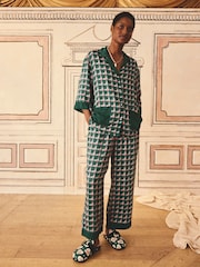 Cath Kidston Green Check Woven Viscose Pyjama Set - Image 1 of 4