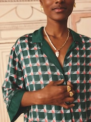 Cath Kidston Green Check Woven Viscose Pyjama Set - Image 3 of 4