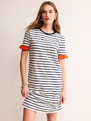 Boden Cream Emily Ruffle 100% Cotton Dress - Image 1 of 5