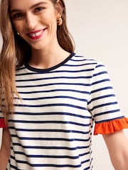 Boden Cream Emily Ruffle 100% Cotton Dress - Image 2 of 5