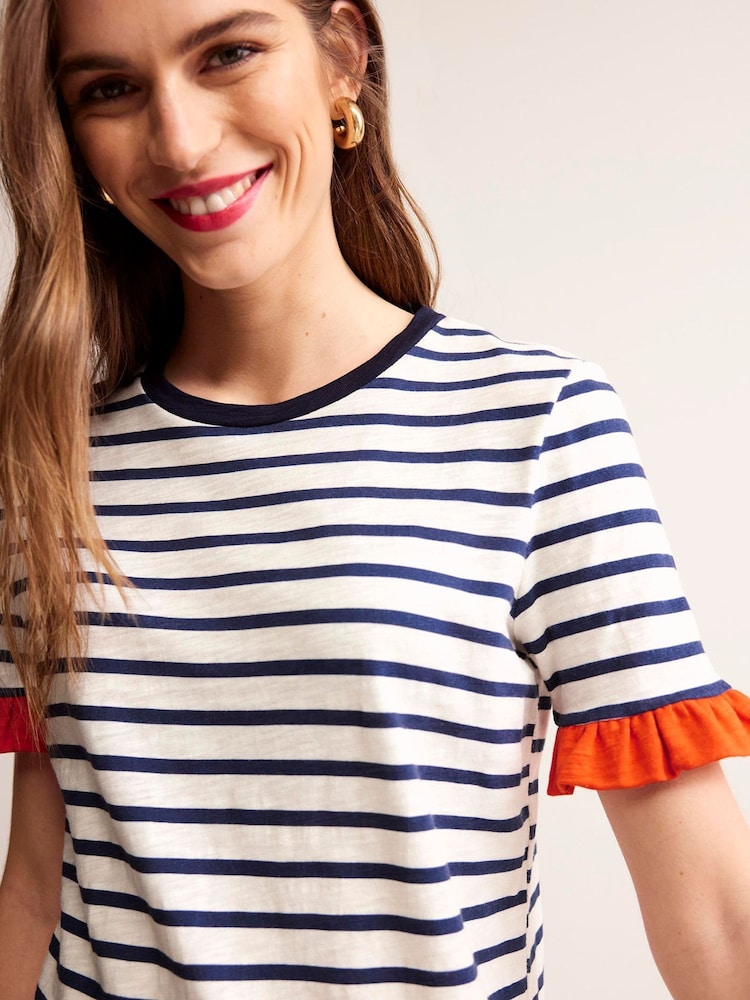 Boden Cream Emily Ruffle 100% Cotton Dress - Image 2 of 5