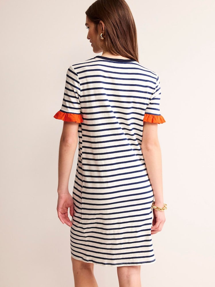 Boden Cream Emily Ruffle 100% Cotton Dress - Image 3 of 5