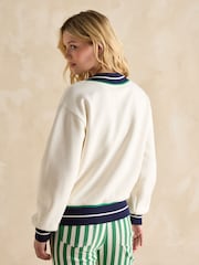 Cream Cotton Rich - Joules Varsity Embroidered Sweatshirt - Imagen 2 de 7