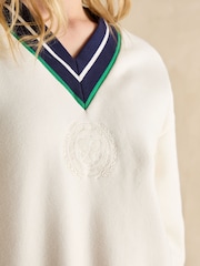 Cream Cotton Rich - Joules Varsity Embroidered Sweatshirt - Imagen 5 de 7