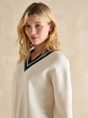 Cream Cotton Rich - Joules Varsity Embroidered Sweatshirt - Imagen 6 de 7