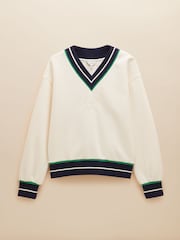Cream Cotton Rich - Joules Varsity Embroidered Sweatshirt - Imagen 7 de 7