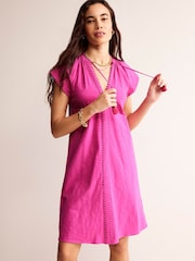 Boden Purple Millie Pom 100% Cotton Dress - Image 1 of 5