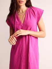Boden Purple Millie Pom 100% Cotton Dress - Image 2 of 5