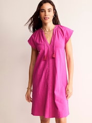 Boden Purple Millie Pom 100% Cotton Dress - Image 4 of 5