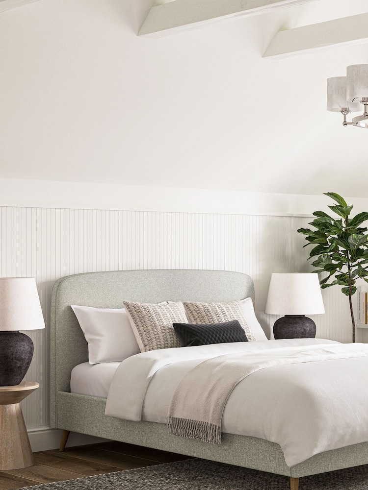 Grey Light Tweedy Plain Matson Upholstered Bed Frame - Image 1 of 7
