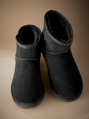 Black Signature Suede Slipper Boots with Faux Fur Lining - Image 2 of 5