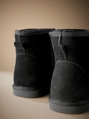 Black Signature Suede Slipper Boots with Faux Fur Lining - Image 4 of 5