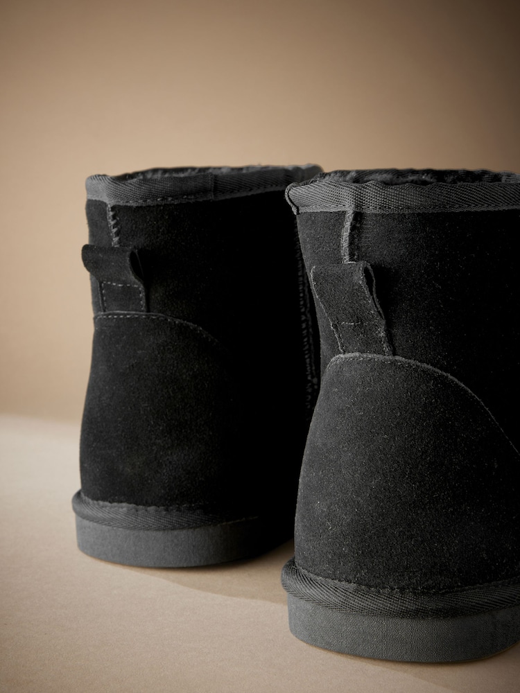 Black Signature Suede Slipper Boots with Faux Fur Lining - Image 4 of 5