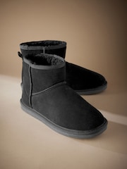 Black Signature Suede Slipper Boots with Faux Fur Lining - Image 5 of 5