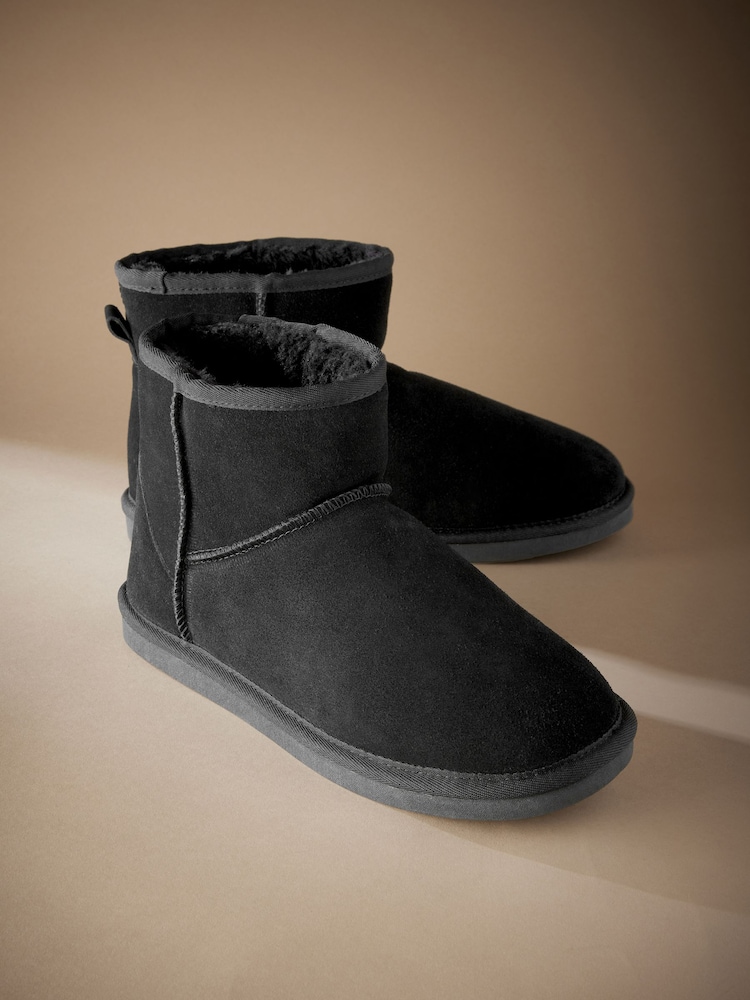 Black Signature Suede Slipper Boots with Faux Fur Lining - Image 5 of 5