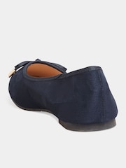 Long Tall Sally Blue Wide-Fit Ballerina Faux Suedette Pumps - Image 3 of 4