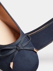 Long Tall Sally Blue Wide-Fit Ballerina Faux Suedette Pumps - Image 4 of 4
